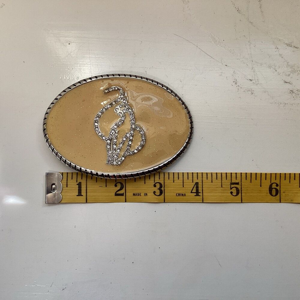 vintage baby phat belt buckle rhinestone yellow silver tone